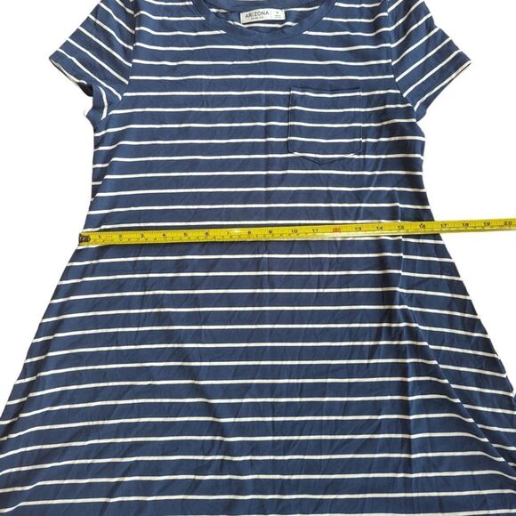 🛍️Arizona Jean Co. Blue & White Striped Knee Length Short Sleeve Dr… - Picture 3 of 5
